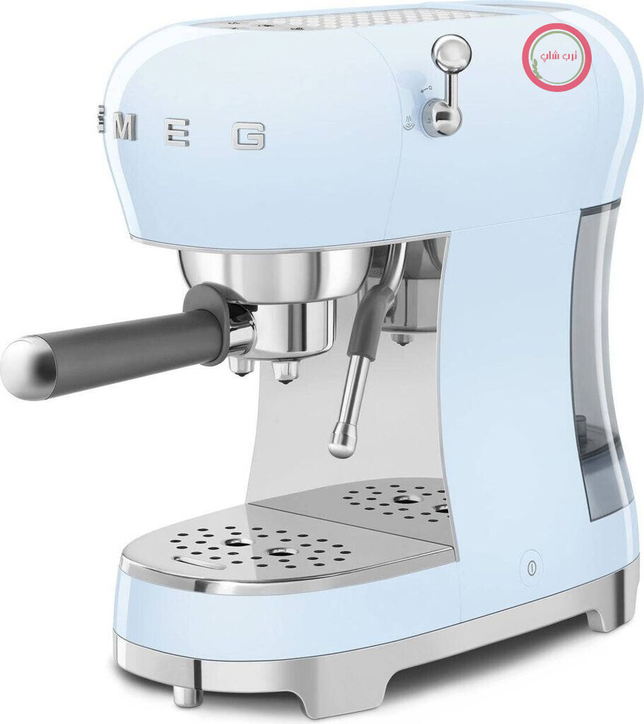 اسپرسو ساز اسمگ ایتالیا مدل Smeg ECF02PBEU رنگ آبی با طراحی کلاسیک دهه ۵۰